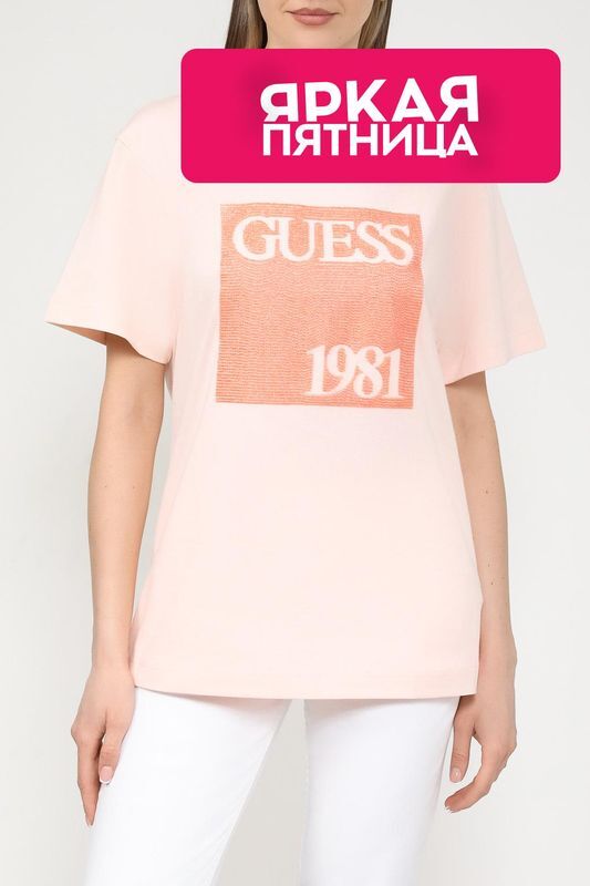 Футболка хлопковая с принтом Guess фото 1