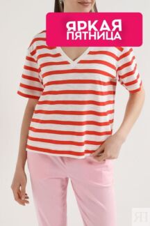 Футболка c V-вырезом в полоску Esprit Casual