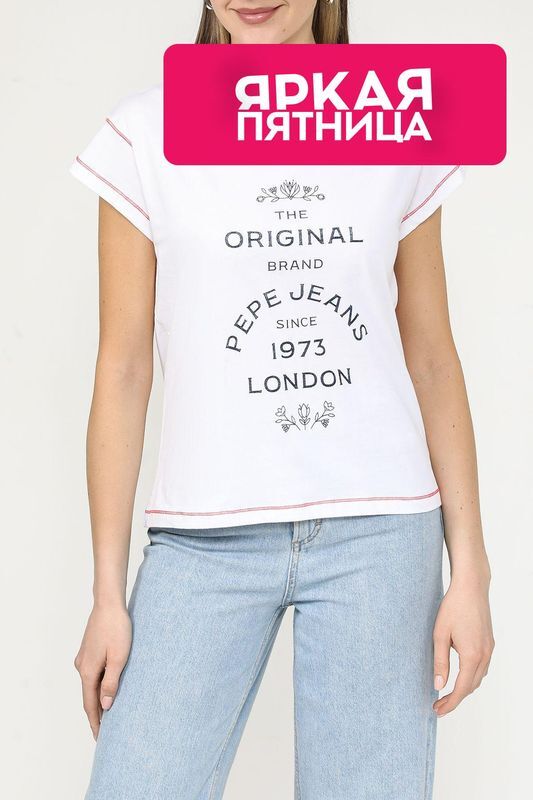Футболка хлопковая с принтом PEPE JEANS фото 1