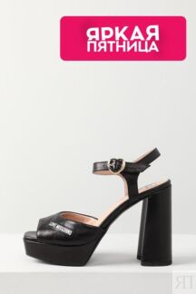 Босоножки кожаные на высоком каблуке Love Moschino