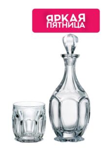 Набор хрустальный из 6 стаканов и штофа для виски Safari Crystalite Bohemia