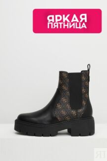 Сапоги-челси с принтом из монограмм бренда Guess