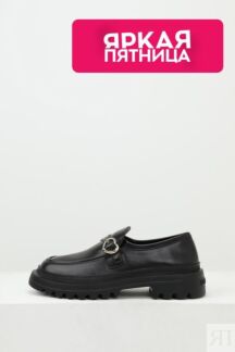 Туфли лоферы кожаные с пряжкой Love Moschino