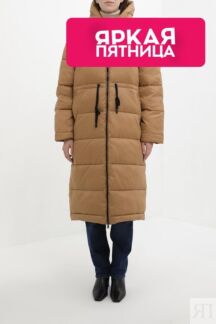 Пальто утепленное с капюшоном и молниями по бокам ELEGANZZA