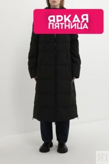 Пальто утепленное с капюшоном и молниями по бокам ELEGANZZA