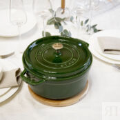 Кокот Staub, чугунный, круглый, объем 3.8 л, диаметр 24 см, зеленый базилик 1102485 фото 2