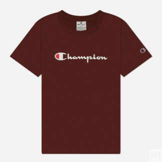 Женская футболка Champion Big Logo Crew Neck, цвет бордовый, размер L