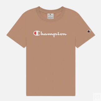 Женская футболка Champion Big Logo Crew Neck, цвет бежевый, размер XS