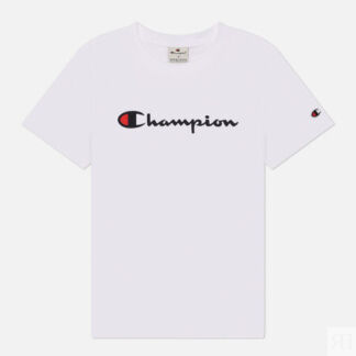 Женская футболка Champion Big Logo Crew Neck, цвет белый, размер XS