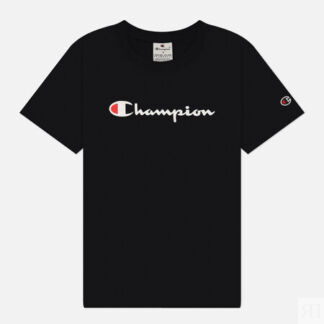Женская футболка Champion Big Logo Crew Neck, цвет чёрный, размер M