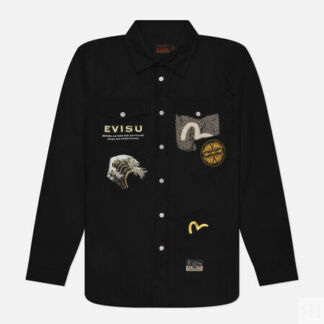 Мужская рубашка Evisu Heritage Logos Wave Embroidery Multi-Pocket, цвет чёр