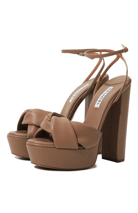 Кожаные босоножки Olie Plateau 140 Aquazzura 0LEHIGB0/NAP фото 1