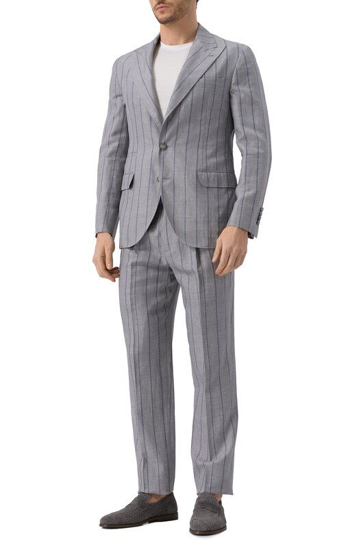 Костюм из шерсти и льна Brunello Cucinelli MP475LDFRD фото 1