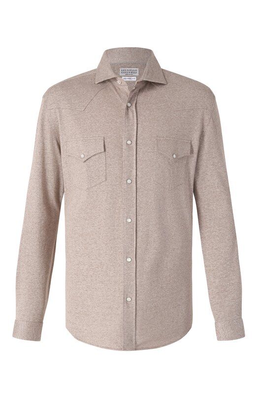 Рубашка изо льна и хлопка Brunello Cucinelli MW8356666 фото 1
