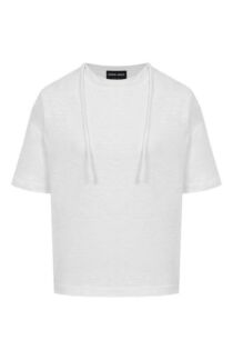 Футболка изо льна и хлопка Giorgio Armani