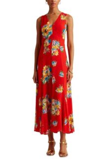 Приталенное платье с цветочным принтом Lauren Ralph Lauren