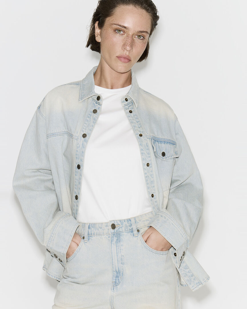 Рубашка из денима винтажного голубого цвета S