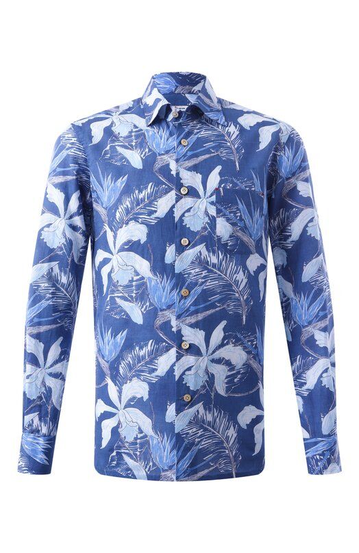 Рубашка из хлопка и льна Kiton UMCNERH0928305 фото 1