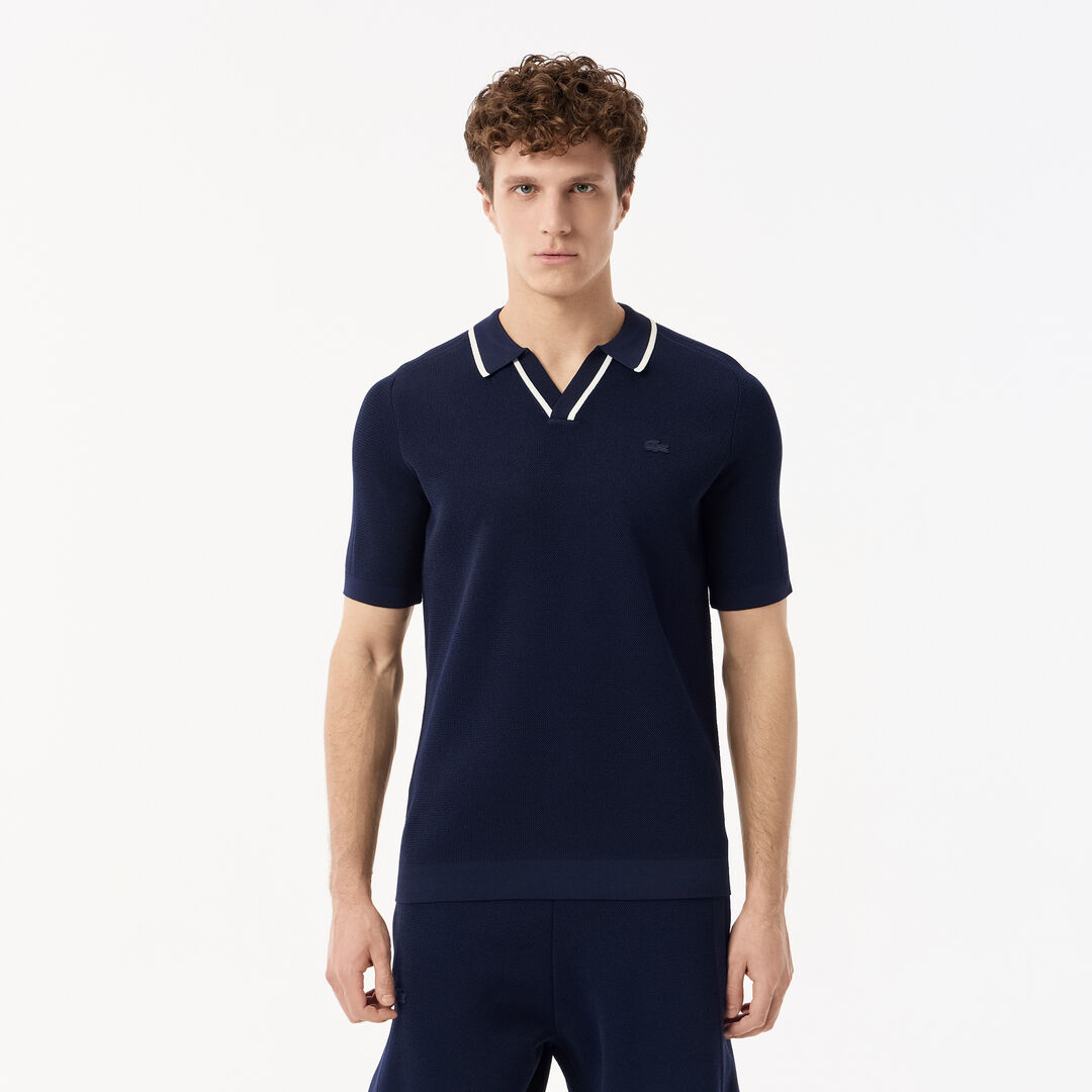 Мужское вязаное поло Lacoste из вискозы фото 1