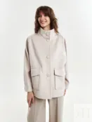 Куртка из пальтовой ворсовой ткани жемчужного цвета Pompa 4670167297214 фото 4