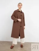 Плащ прямого силуэта с поясом цвета корицы Pompa 4660134402109 фото 1