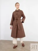 Плащ прямого силуэта с поясом цвета корицы Pompa 4660134402109 фото 3