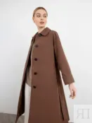 Плащ прямого силуэта с поясом цвета корицы Pompa 4660134402093 фото 4