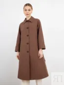 Плащ прямого силуэта с поясом цвета корицы Pompa 4660134402109 фото 5