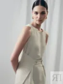 Платье из хлопка и льна с хлястиком на талии Pompa 4640307240264 фото 1