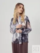 Прямая блуза из атласной ткани с принтом Pompa 4640345514020 фото 3