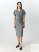 Приталенный жакет из костюмной ткани в принте "пье-де-пуль" Pompa 4640345520106 фото 2