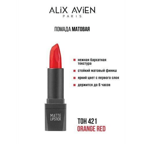 Помада для губ ALIX AVIEN с матовым финишем оттенок № 421, стойкая Alix Avi фото 1