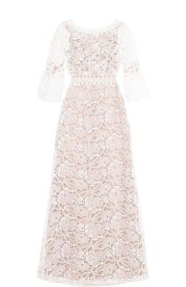 Приталенное кружевное платье-макси Tadashi Shoji
