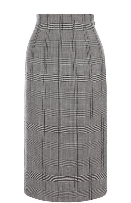 Шерстяная юбка-миди со шнуровкой в клетку Thom Browne фото 1