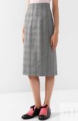 Шерстяная юбка-миди со шнуровкой в клетку Thom Browne фото 3