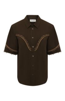 Блузка из смеси хлопка и льна Saint Laurent