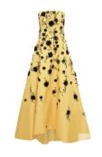 Шелковое платье с отделкой бисером и перьями Oscar de la Renta фото 1