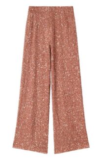 Брюки из вискозы с отделкой пайетками Jenny Packham