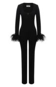 Шерстяной комбинезон с отделкой перьями Saint Laurent фото 1