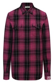 Рубашка из вискозы и льна Saint Laurent